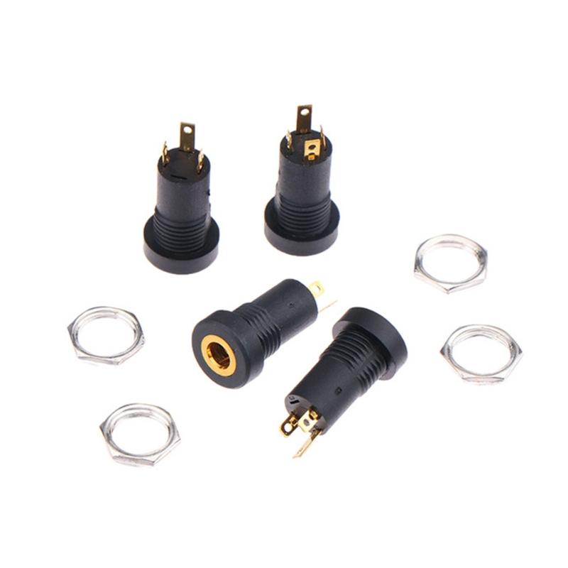 392A 3.5Mm Female Music Video Jacks Socket with Threaded Nut Design Flame Retardant Shell For Secure Installation 5Pcs