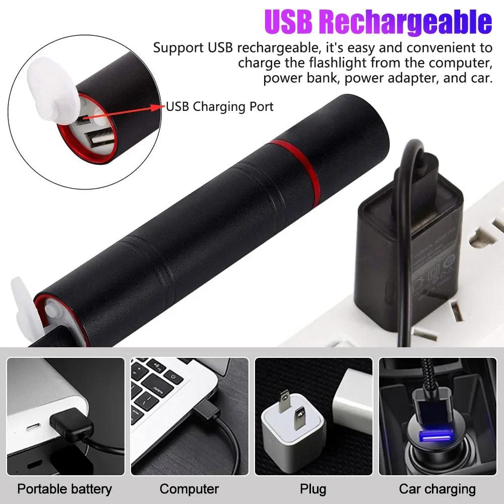 USB Rechargeable Mini 365nm UV Flashlight 5W Ultraviolet Torch Pets Urine Cat Tinea Money Ore Scorpion Detection Flashlights