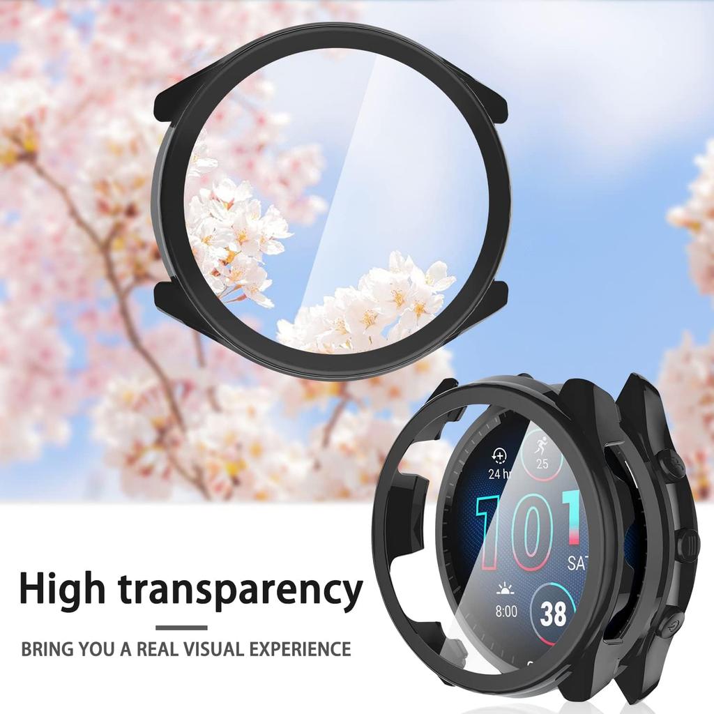Custodia Protettiva Completa per Smartwatch Garmin Forerunner 965 Guscio 2in1 + Pellicola in Vetro Temperato per Cover Garmin Forerunner 965