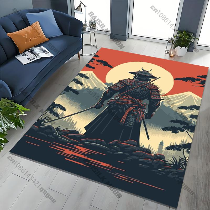 Japanese Samurai Spirits Area Rug,Carpet for Home Living Room Bedroom Sofa Doormat Kitchen Decor,Non-slip Floor Mat