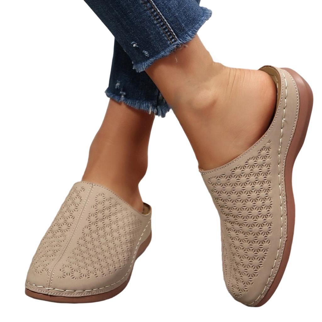 Women's Slip On Sandals Breathable Cutout Design Comfortable Footbed Lightweight Casual Summer Footwear for Daily Wear