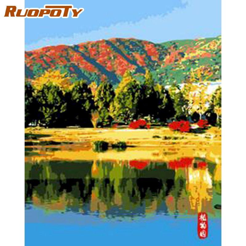 

Ruopoty Безрамный пейзаж DIY Набор для рисования по номерам Раскраска по номерам Современная домашняя настенная художественная картина Unqiue Gift Arts 40x50CM 40x50CM NO Frame