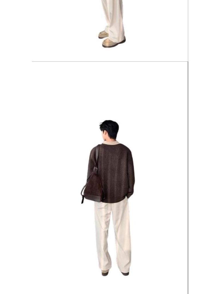 Korean Retro Old Money Style Knit Sweater: Autumn-Winter Two-Piece, Warm Versatile Casual Men's Fashion