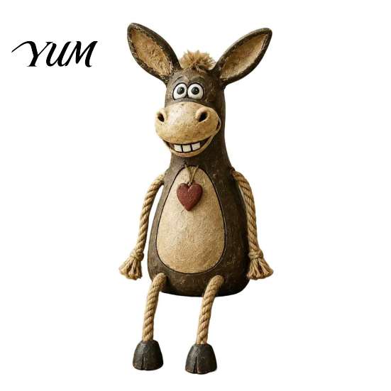 Retro Pastorale Heimdeko Esel Regal-Sitzer Harzfigurine, Hängende Beine Bauernhof-Tierstatue, Rustikal Verspielt Hängende Figurine Landtisch 1pc black