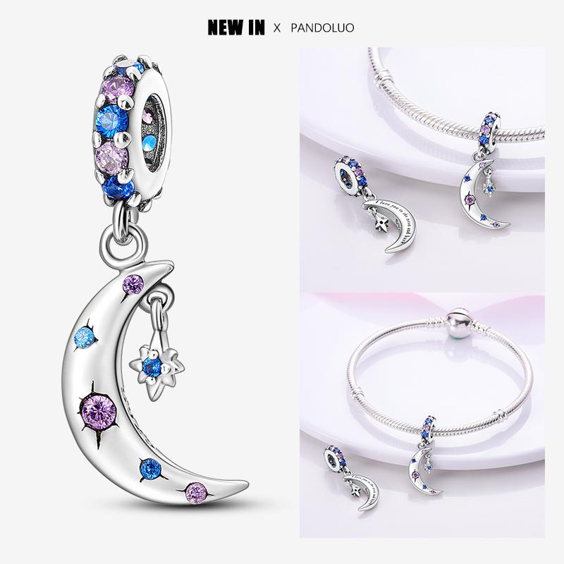 New In Star Moon Sun Series Charm Beads Fit Pandach Original Bracelet Women Copper Pendant Bead Jewelry Gift