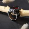 Huge Ruby Claw Ring Stainless Steel Jewelry Stone Man Oxe Ring