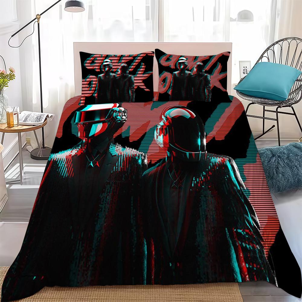 

D-Daft P-Punk Duvet Cover Set Home Style Bedding Soft Laundry Cotton Bed 3 Piece Set Student Dormitory Gift 135x200cm