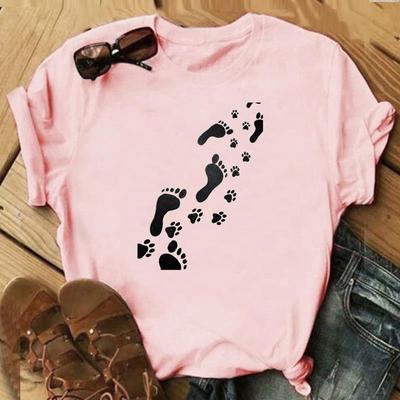 Μοντέρνο Μπλουζάκι Μόδας 90s Γλυκό Γάτα Σκύλος Κατοικίδιο Αξιαγάπητο Στυλ Ρούχα Καθημερινό Κοντομάνικο Γυναικείο Μπλουζάκι με Στάμπα Κυρία Γυναικείο Γραφικό Μπλουζάκι
