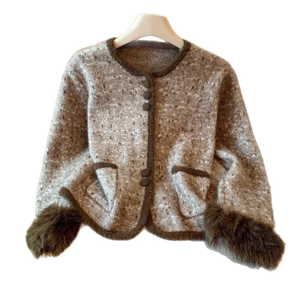 French High-end Fluffy Little Fragrant Jacket for Women's Autumn and Winter New Temperament Outer Cardigan Top