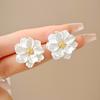 White Camellia Flower Earrings - Sweet Elegant Studs, High-Quality Fashion Jewelry for Women, Wedding & Daily Wear, Perfect Gift