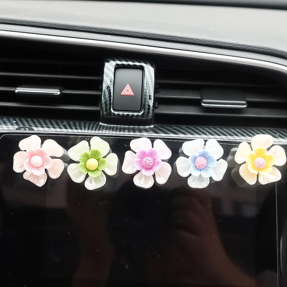 

Украшения для автомобиля в виде ракушки, зеркало заднего вида на приборной панели автомобиля, вращающиеся цветы, украшения из смолы, декоративные аксессуары для салона автомобиля