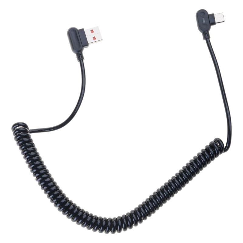 strong  Reversible USB C Charger Cable 6A fast charges  Spring Coiled Design Fast Charging Cable for Tablets Smartphones