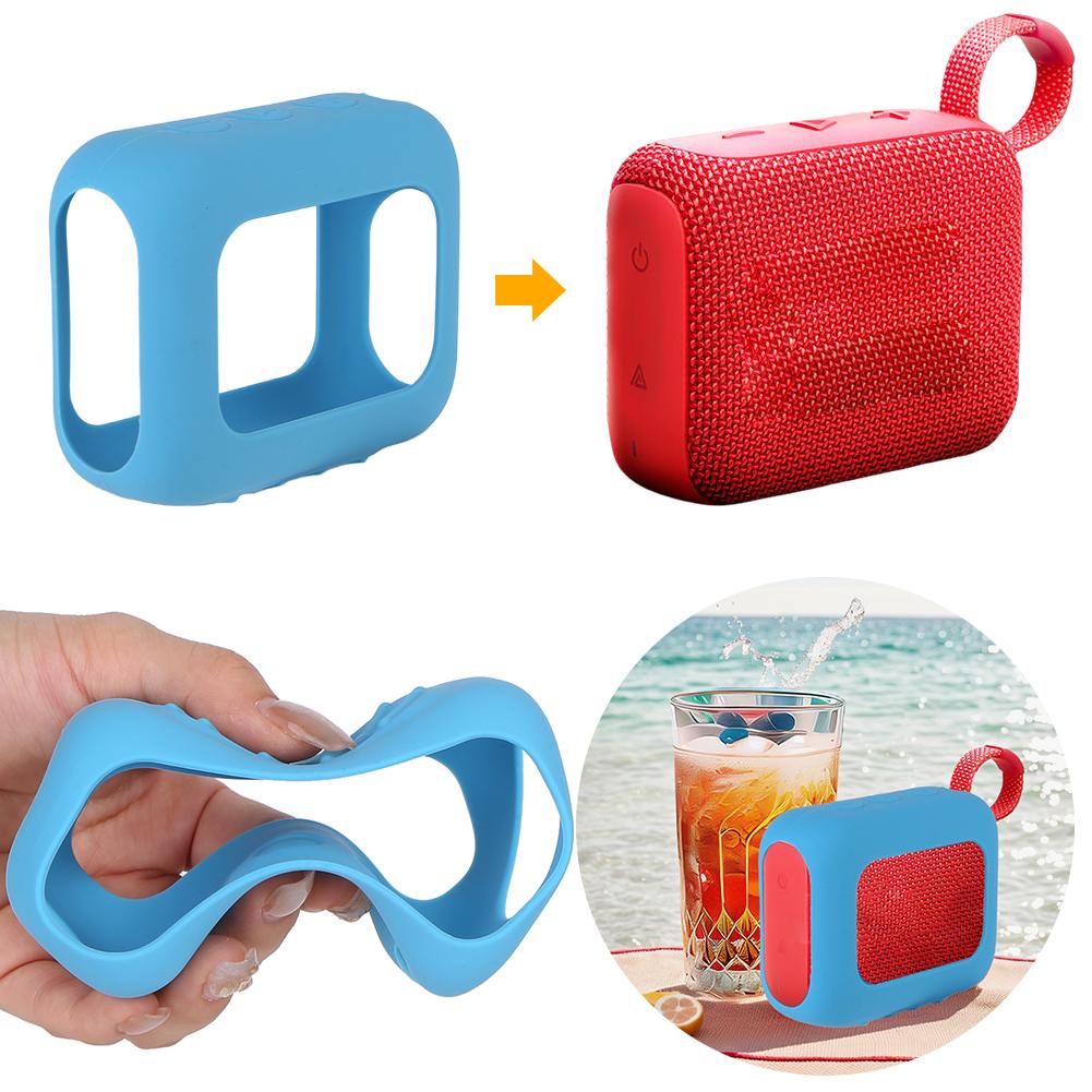Silicone Case Cover Speaker Protective Cover with Hook for JBL GO4 Portable Silicone Case Cover Protective Case Anti-Drop Speake