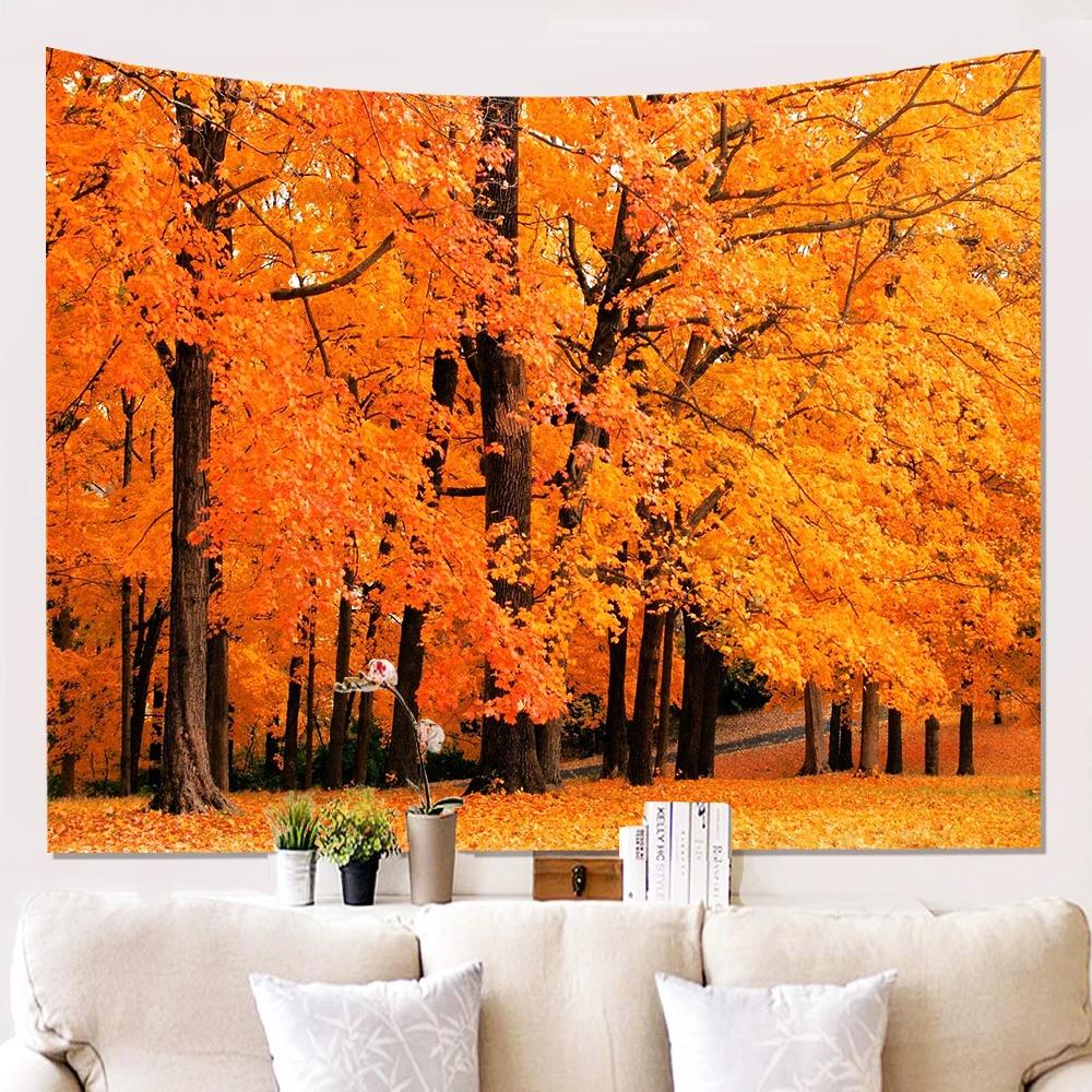 Autumn Scenery Tapestry Serene Lake Vibrant Fall Colors Perfect for Cozy Home Decor Large Wall Hanging Art