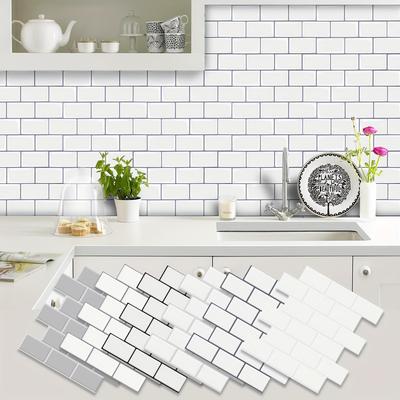 Adesivo 3D Autoadesivo Piastrella Metropolitana Cucina, 12x12 Pollici Decorativo Miglioramento Casa, Adesivo Piastrella Murale Cucina, Balcone, Lavandino, Bagno, Sala da Pranzo