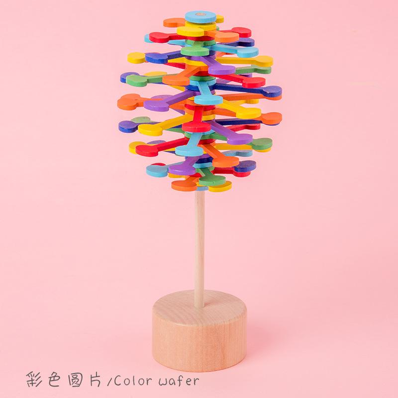 Wooden Spinning Lollipop Fisher Series Creative Ornament Children'S Creative Toys Christmas Spinning Spiral Tree Toy