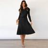 Knitted Dress Big Swing Dress Base Sweater Dress Slimming High Waist Bubble Long Sleeve Mid-Length