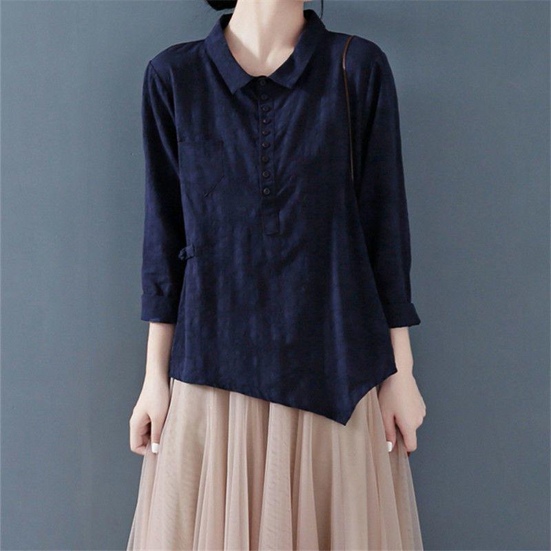 

2025 Summer Retro Knit Top for Middle-aged Women - Casual, Fashionable Base Layer T-shirt XL темно-синього кольору