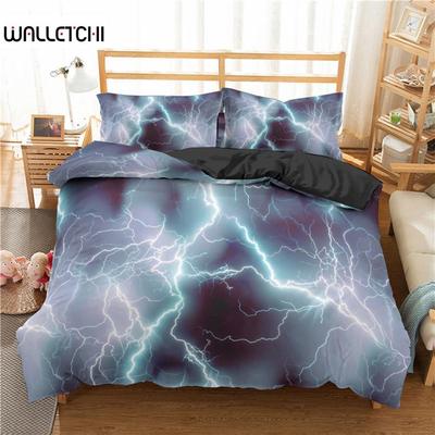 Parure de Housse de Couette Éclair Phénomène Naturel Parure de Lit 3 pièces pour Enfants Garçons Housse de Couette Tonnerre Douce Polyester Housse de Couette
