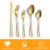 20pcs Cutlery Set Checkered Pattern Mirror Finish Smooth Edge Stainless Steel Fork Spoon Set