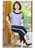 Mom's Summer Chiffon Short-Sleeved Suit: Elegant Two-Piece Top + Pants for Middle-Aged and Elderly Women
