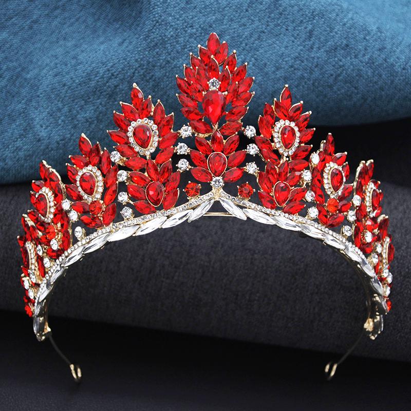 Baroque Yellow Crystal Tiaras for Women Bride Diadem Wedding Crown Bridal Hair Jewelry Party Dress Head Accessories