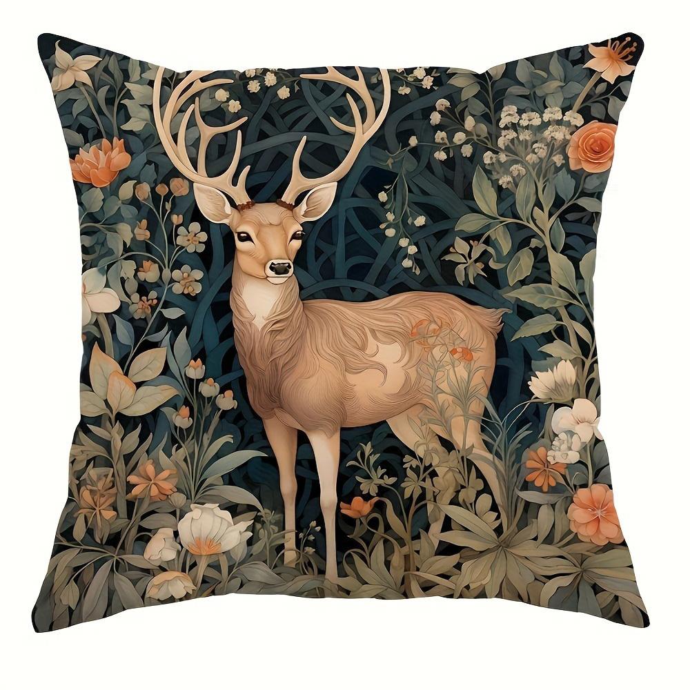 Short Plush Material Pillowcasewild Animal Themed Cushion Covers: Bear, Fox, Deer & Highland Cow Designs Sofa Cushion Cover Home