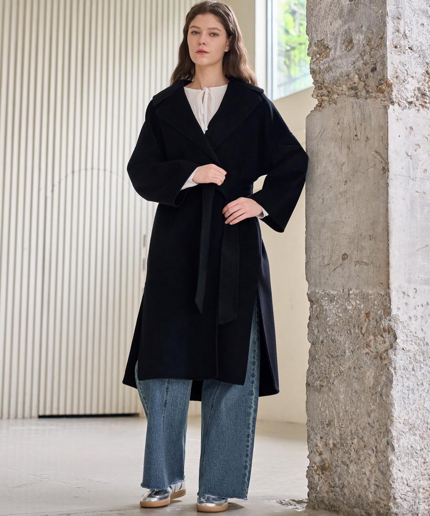 Mitte Belted Over Fit Handmade Open Coat_Black