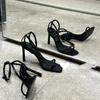 Sexy Square Toe High Heel Women's Sandals Summer 2026 Fashion Elegant High Heel Stilettos Open Toe Banquet Black Women Sandals