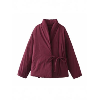 Cappotto Parca Avvolgente Invernale da Donna Design Monocolore Giacca con Fiocco