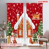 2pcs,2D Plane Printing Curtains Gingerbread House Christmas Scene Sleigh (3) Versatile Fabric (without Rod) Decorations Outdoor