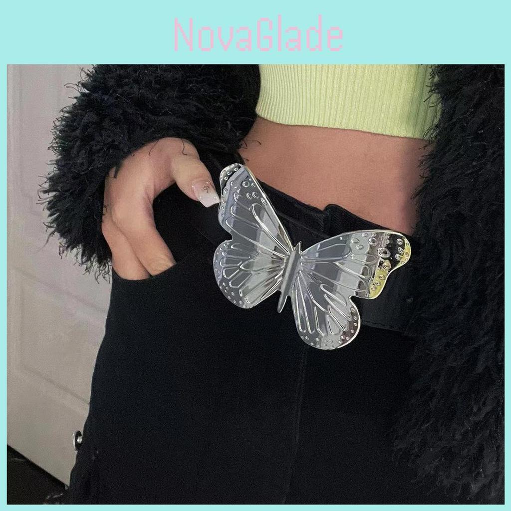 2023 Spring Season European And American Women's Belt Retro Pink Waistband With Alloy Butterfly Buckle
