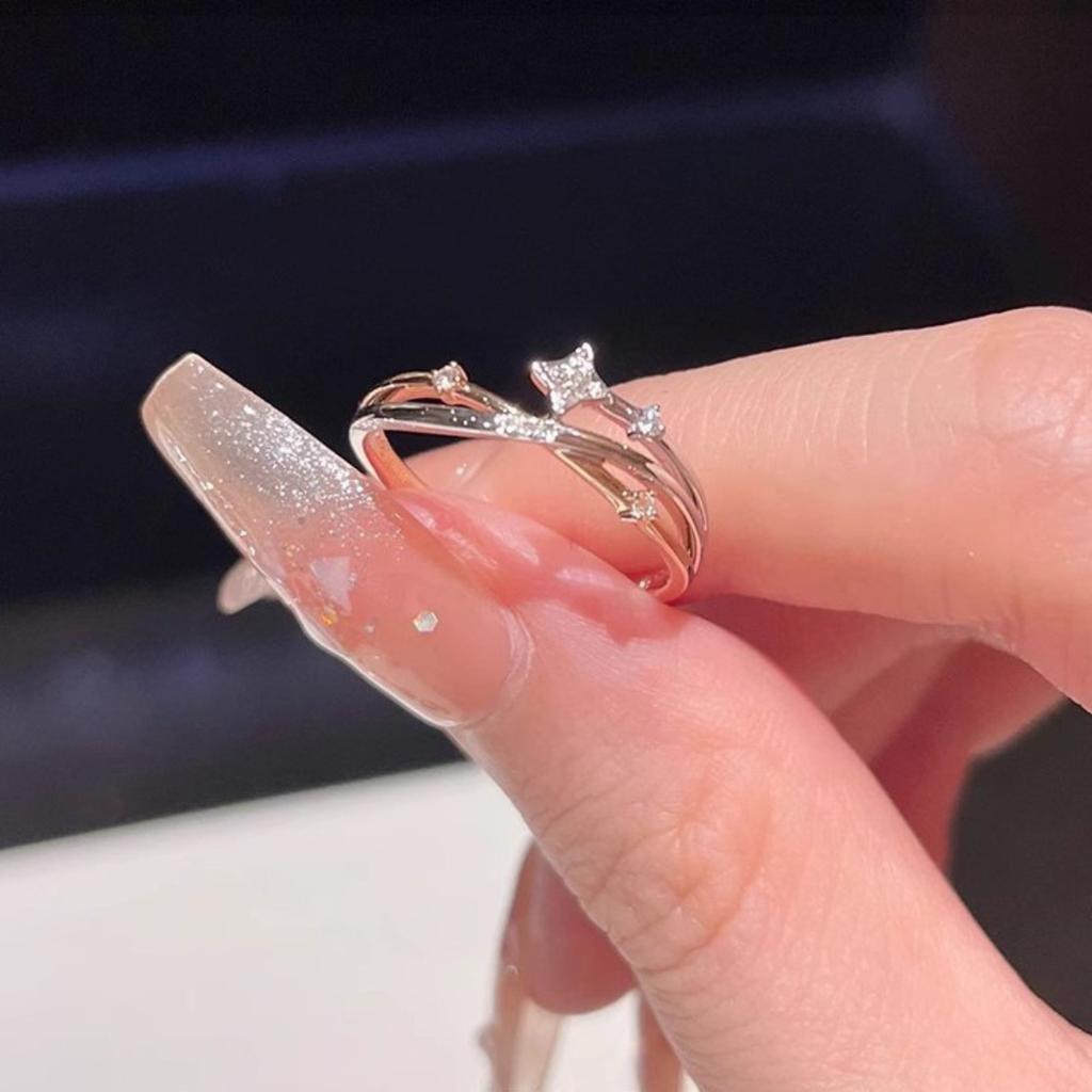 Adjustable Meteor Zircon Rings, Stainless Steel Cute Jewelry for Women, Comfort Fit Daily Wear Best Friend Gift Idea