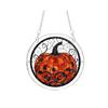 yangyizhi Halloween Scary Bat Pumpkin Acrylic Jigsaw Puzzle Suncatcher, Stained Glass Style Window Hanging Decor for Home, Garden, Gift Family Friends