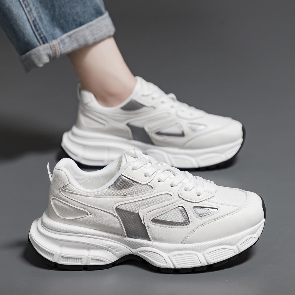 Women's shoes new autumn mesh breathable platform white shoes student casual sports shoes