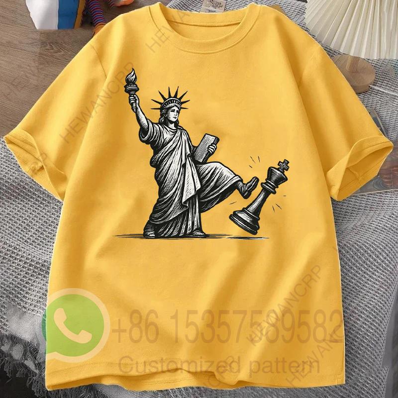 No Kings T Shirt Statue of Liberty Mens Tracksuit Cotton Casual Sportswear ONeck Pullover Short Sleeve Tops Summer Streetwear