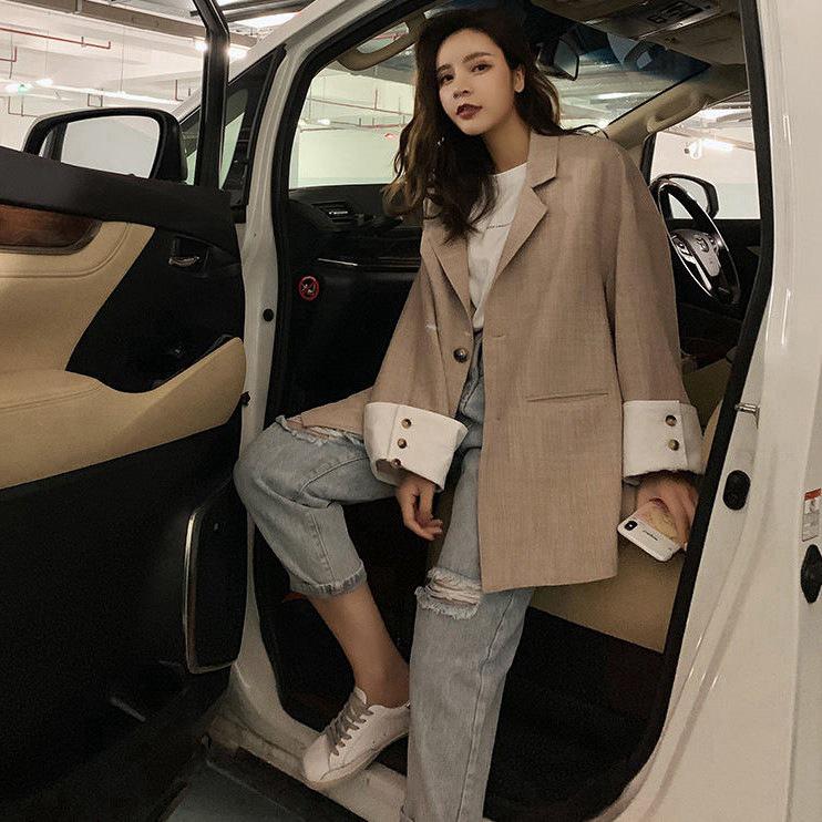 2020 Women's High-Waisted Ripped Straight Jeans - Korean Style, Slimming & Versatile Cropped Pants