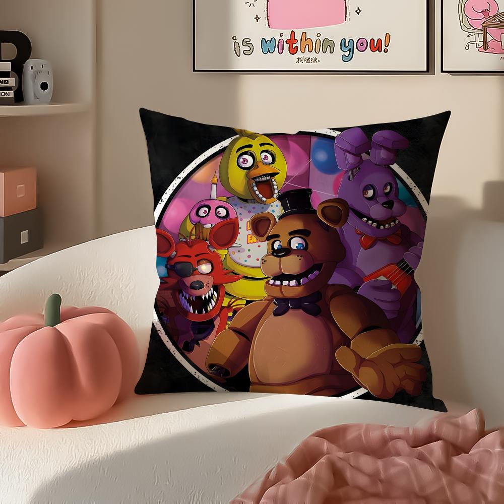 Horror Game FFive Nights At Freddys Cushion Cover Pillowcase Short Plush Invisible Zipper Room Sofa Cushion Cover