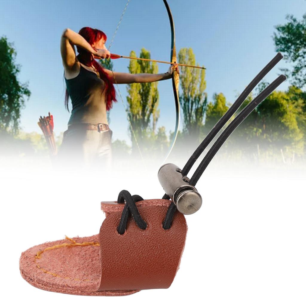 Archery Finger Guard Cowhide Elastic Finger Tab for 20 to 50lb Bow