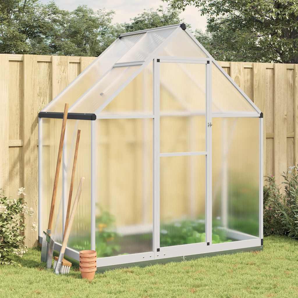 Greenhouse with Foundation Frame Silver 169 x 114 x 202 cm Aluminum