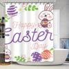 Easter Bunny Egg Party Decor Shower Curtain Set for Bathroom Home Decor Happy Easter Day Gift Ideas for Kids Adults Purple White