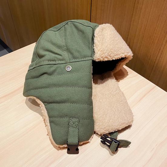 Lei Feng Hat Thickened Inner Lining Solid Color Buckle Closure Versatile Tarp Hat with Ear Protection Daily Clothing