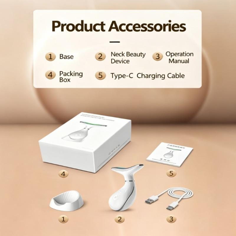 EMS Microcurrent Neck Beauty Device Color Light Skin Tightening Massage Instrument Home Care Tool for Reducing Neck Wrinkles