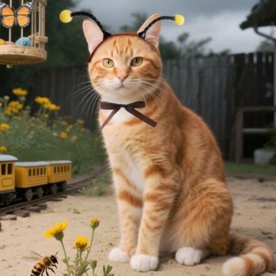 Arılı Antenli Kulaklı Başlık Kedi Köpek Kulak Delikli Başlık Evcil Hayvan Başlığı Kediler Küçük Köpekler Bichon Şenlikli Parti Kostümü