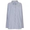 Shop   Women Big Size overSize Collar Neck Stripe Shirt Navy Ntt Wbl 20578
