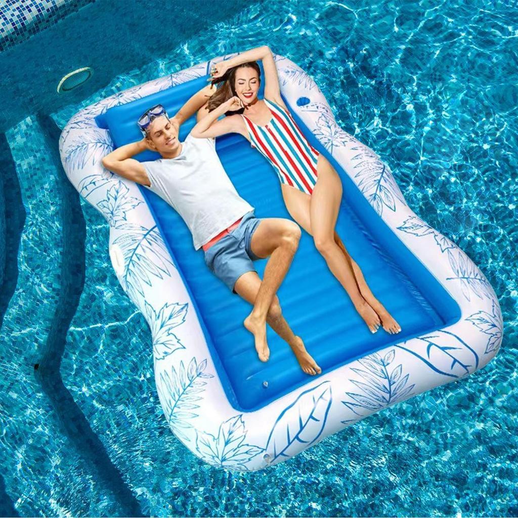 Pool Floats Inflatable Floating Water Hammock Portable Pool Raft with Cup Holder for Tanning Water Play Vacation Backyard Travel