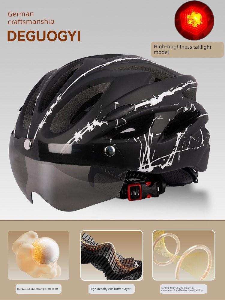 Yu Zhaolin's Premium Bicycle Helmet with Integrated Goggles, One-Piece Riding Helmet for Men and Women, Mountain and Road Safety Helmet