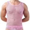 Fashion Round Neck Solid Color Tank Tops Men's Hollow Out Grid Mesh Breathable Sleeveless Summer