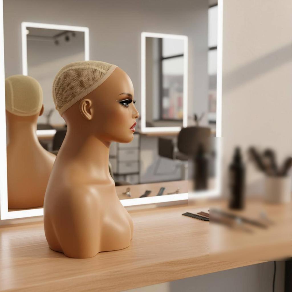 Mannequin Head with Shoulders Skin-Tone Female Bust Shape Extended Neck