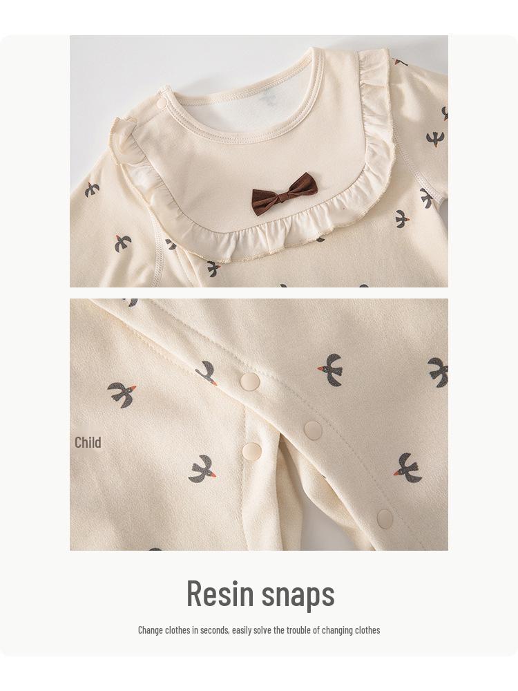 Newborn Baby Girl Onesie - Pure Cotton Spring/Autumn Full Moon Romper - 100 Days Stylish Outerwear